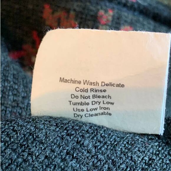 Straight Down Clothing Inc Mandarin Collar Black Fluffy Floral Jacket - Medium - Picture 10 of 10